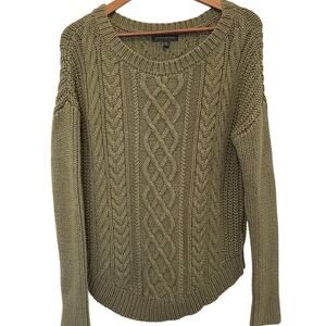 Banana Republic Women's Chunky Cable Knit Sweater Boat Neck Cotton Blend Medium